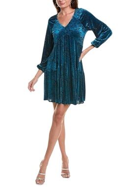 Taylor Teal Velvet V-Neck Mini Dress Size 10